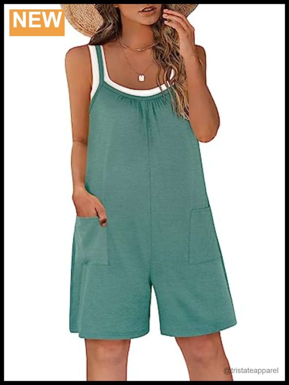 Sleeveless Pleated Romper with Pockets Adjustable Straps Short Jumpsuit